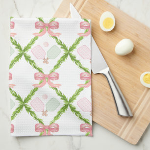 Preppy Pink Pickleball Paddle Tea Towel