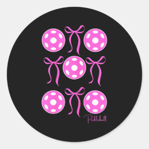 Preppy pink pickleball shirt girls love playing classic round sticker