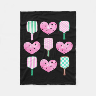 Preppy pink pickleball shirt girls love playing fleece blanket