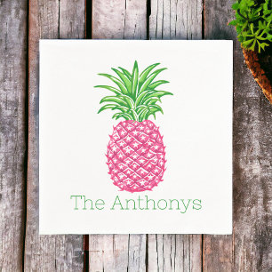 Preppy Pink Pineapple Personalised Napkin