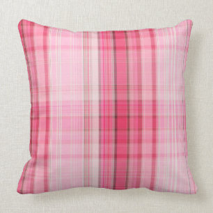 Preppy Pink Plaid Blush Madras Candy Pink Classic Cushion