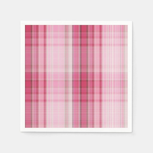 Preppy Pink Plaid Blush Madras Candy Pink Classic Napkin (Front)