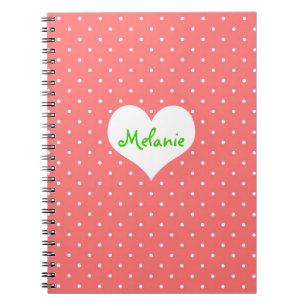 Preppy pink polka dot heart personalised journal