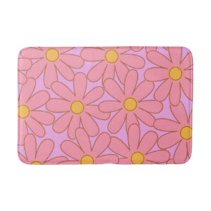 Preppy Pink Purple Floral Simple Flower Pattern  Bath Mat