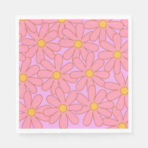 Preppy Pink Purple Floral Simple Flower Pattern Napkin
