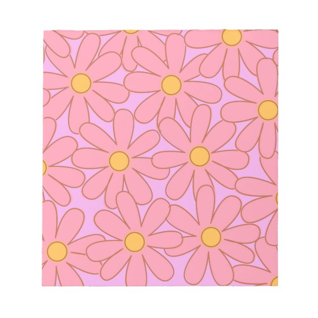 Preppy Pink Purple Floral Simple Flower Pattern Notepad (Front)