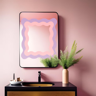Preppy Pink Purple Wavy Rectangle Mirror
