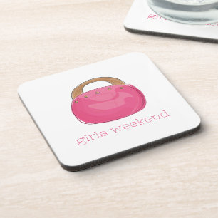 Preppy Pink Purse Monogram Coaster