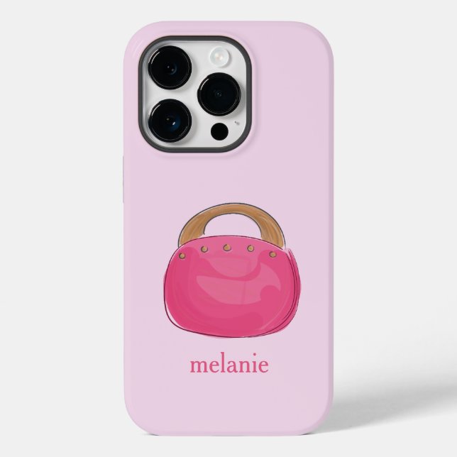 Preppy Pink Purse Personalised Case-Mate iPhone Case (Back)