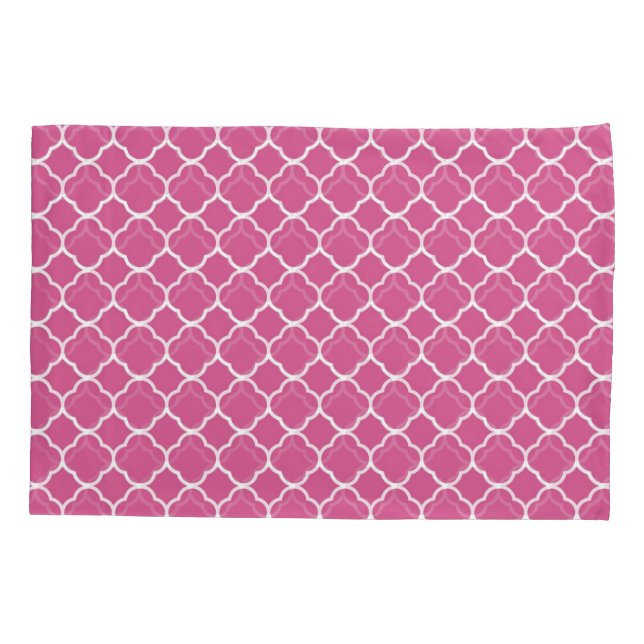 Preppy Pink Quatrefoil Pillows Pillowcase (Back-Left)