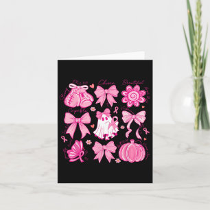 Preppy Pink Ribbon Halloween Ghost Breast Cancer A Card