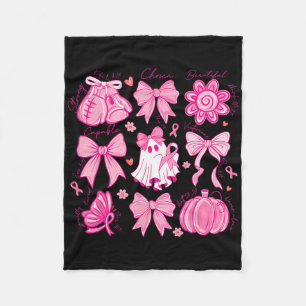 Preppy Pink Ribbon Halloween Ghost Breast Cancer A Fleece Blanket