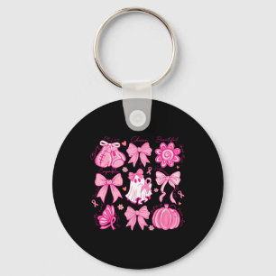 Preppy Pink Ribbon Halloween Ghost Breast Cancer A Key Ring