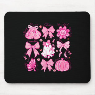 Preppy Pink Ribbon Halloween Ghost Breast Cancer A Mouse Pad