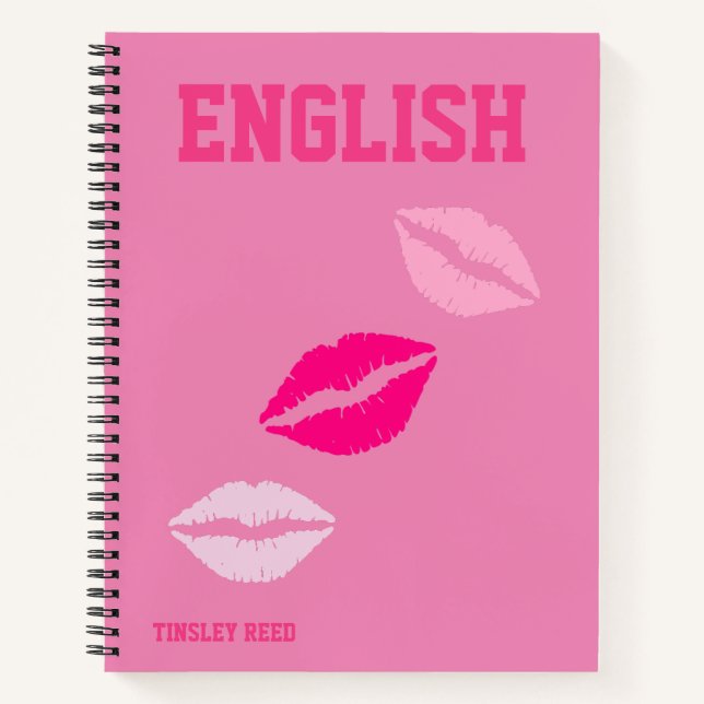 Preppy Pink School Subject Notebook (Front)