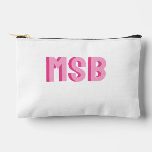 Preppy Pink Shadow Block Monogram, Custom  Accessory Pouch
