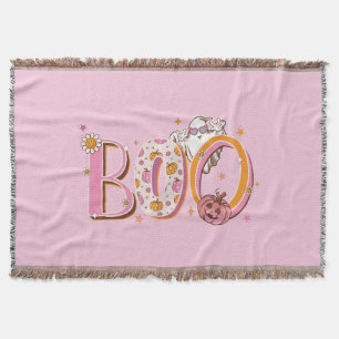 Preppy Pink Spootacular Boo Halloween Throw Blanket