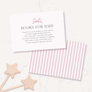 Preppy Pink Striped Bow "Books for Baby" Girl Card