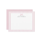 Preppy Pink Striped Bow Personalised Note Cards