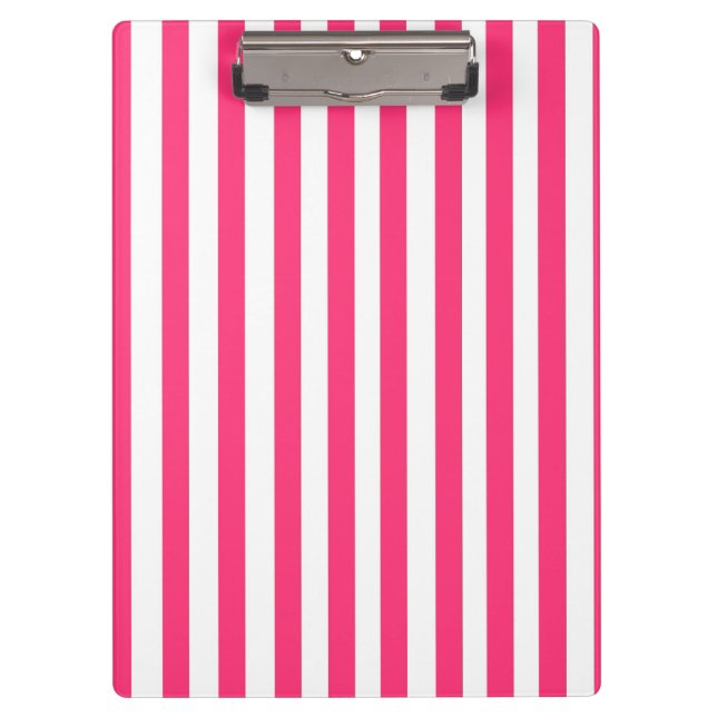 Preppy Pink Striped Clipboard (Front)