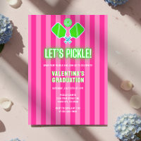 Preppy Pink Striped Green Pickleball Graduation