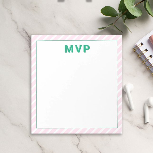 Preppy Pink Striped Personalised Modern Notepads (Creator Uploaded)