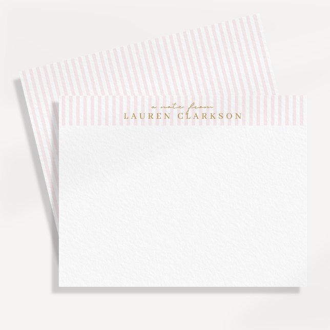 Preppy Pink Striped Personalised Note Card (Creator Uploaded)