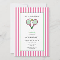 Preppy Pink Tennis Racquet Birthday 
