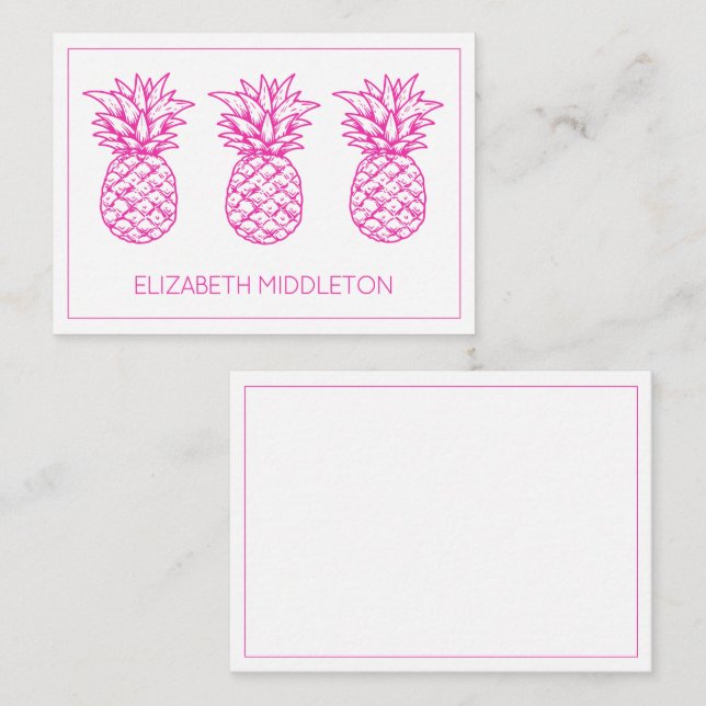 Preppy Pink Tropical Pineapple Personalised Card (Front/Back)