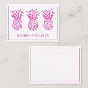Preppy Pink Tropical Pineapple Personalised Card
