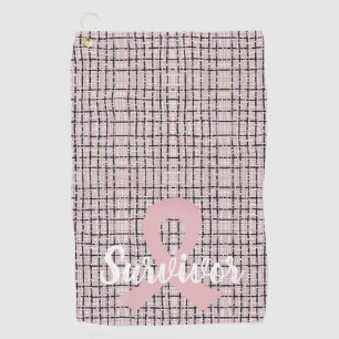 Preppy Pink Tweed Breast Cancer Survivor Golf Towel