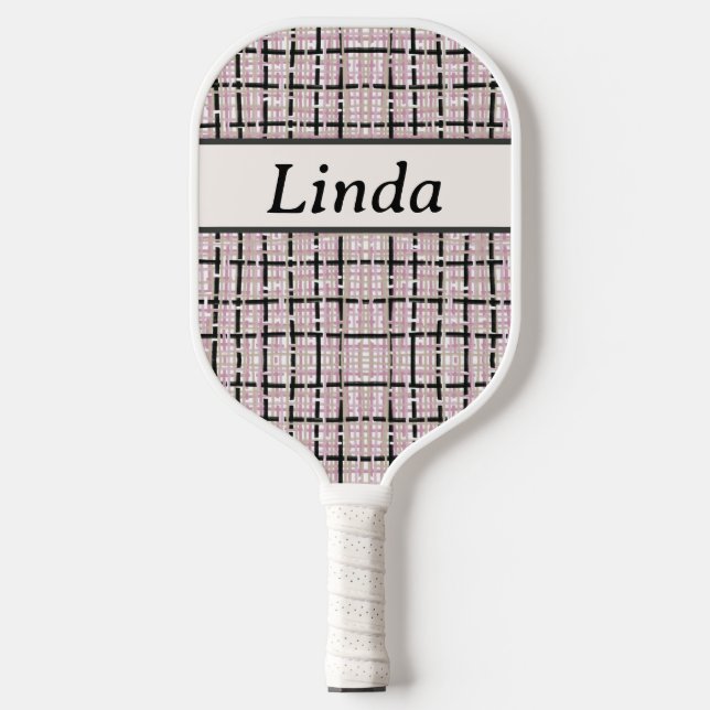 Preppy Pink Tweed Monogram Pickleball Paddle (Front)