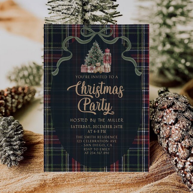 Preppy Plaid Christmas Party Invitation (Creator Uploaded)