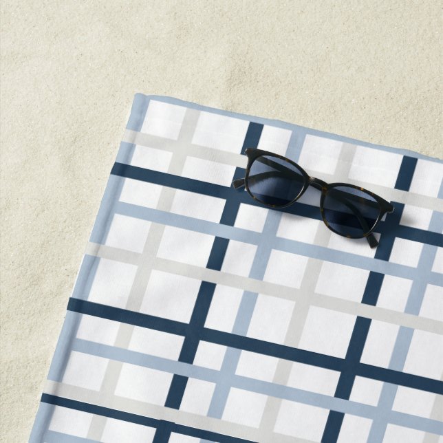 Preppy Plaid Coastal  Beach Towel (In Situ)