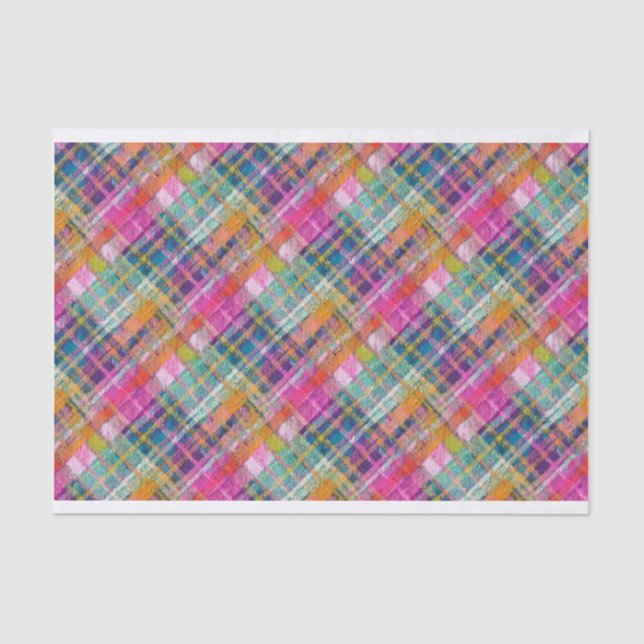 Preppy Plaid, Diagonal Number 5 Tissue Paper (Front)