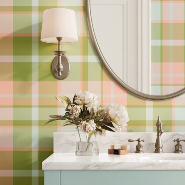 Preppy Plaid In Pink, Green and Blue Wallpaper (Creator Uploaded)