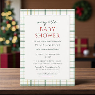 Preppy Plaid Merry Little Baby Shower Invitation