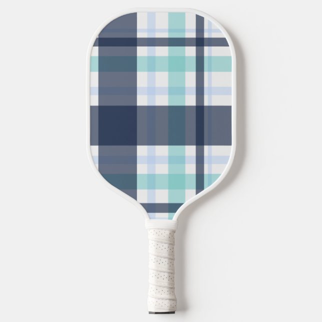 Preppy Plaid –Palm Beach Blue Pickleball Paddle (Front)
