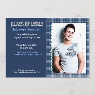 Preppy Plaid Senior Graduation Announcement {Blue}