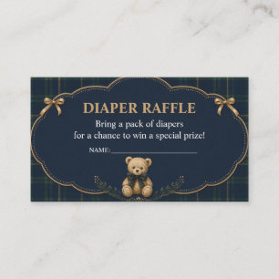 Preppy Plaid Teddy Bear Diaper Raffle Card
