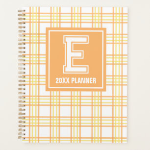 Preppy Plaid Varsity Monogram Orange Yellow Planner