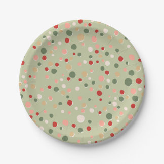 Preppy Polka Dot Christmas Confetti Paper Plates