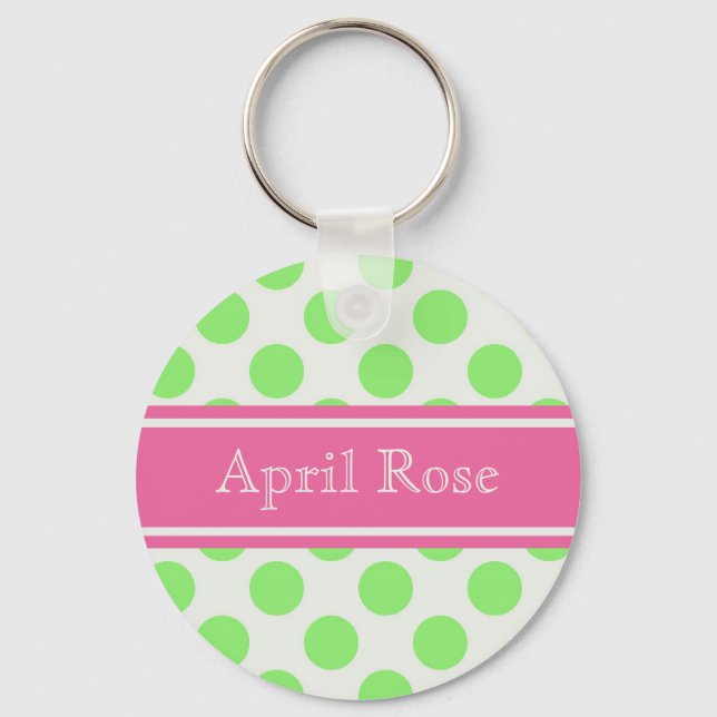 Preppy Polka Dot Key Ring (Front)
