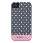 Preppy Polka Dots Navy & Pink Phone Case