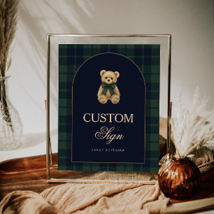 Preppy Polo Teddy Bear Baby Shower Editable Table  Poster