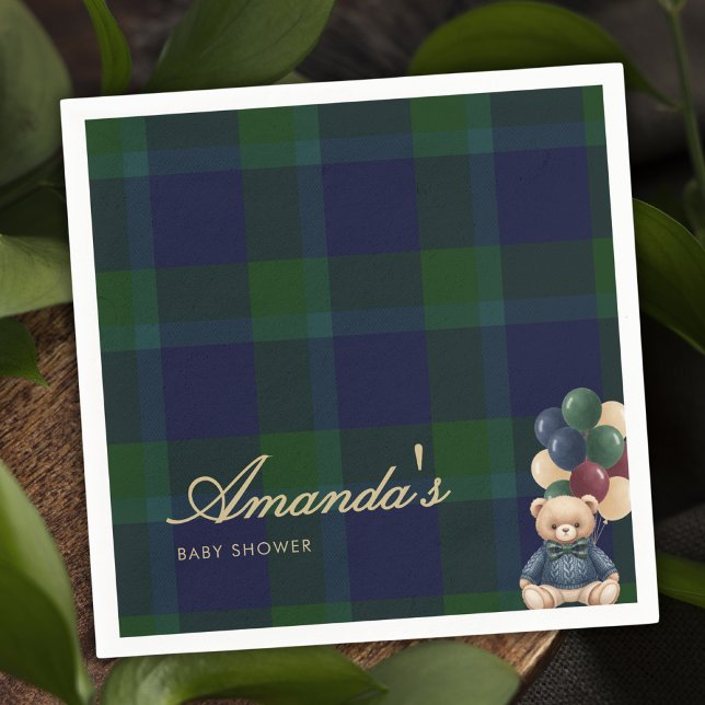 Preppy Polo Teddy Bear Classic Luxury Baby Shower Napkin (Creator Uploaded)