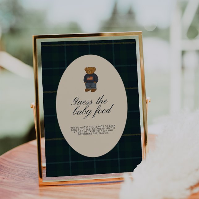 Preppy Polo Teddy Bear Guess the Baby Food Sign (Creator Uploaded)