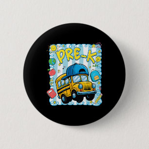 Preppy Pre-k Back To School Funny School Bus For B 6 Cm Round Badge