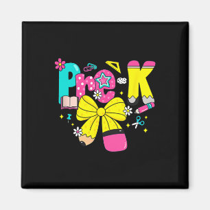 Preppy Pre-k Pencil Bow Back To School Teacher Gir Magnet
