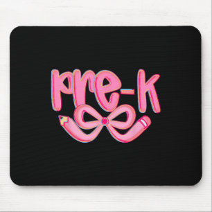 Preppy Preschool Back To School Coquette Bow Teach Mouse Pad
